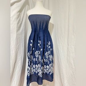 Lapis blue and white tube dress